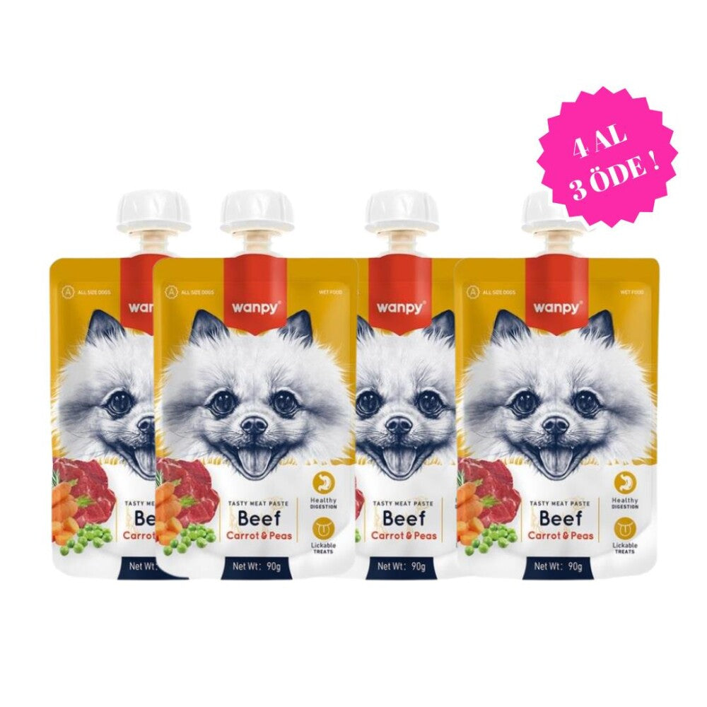 Wanpy Taze Sığır Etli Ve Havuçlu Köpek Et Ezmesi (4 Al 3 Öde) 90 GR | SRC: Barcode: 6927749870227-4
